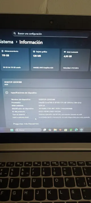 Portátil Lenovo Plata y Negro i5