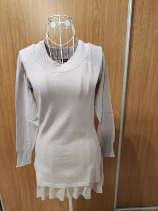 Jersey largo beige con tul