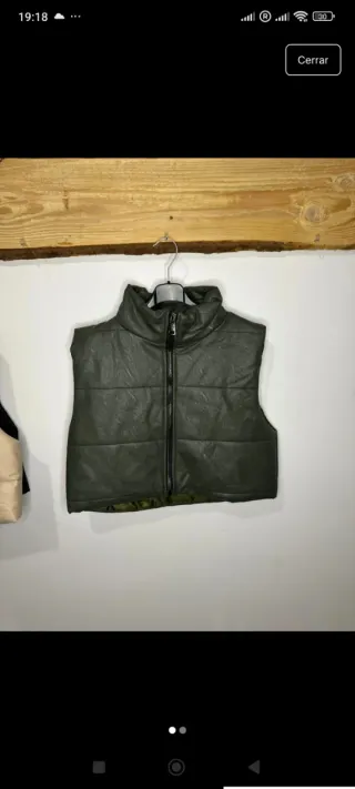 Chaleco acolchado mujer verde oliva y beige