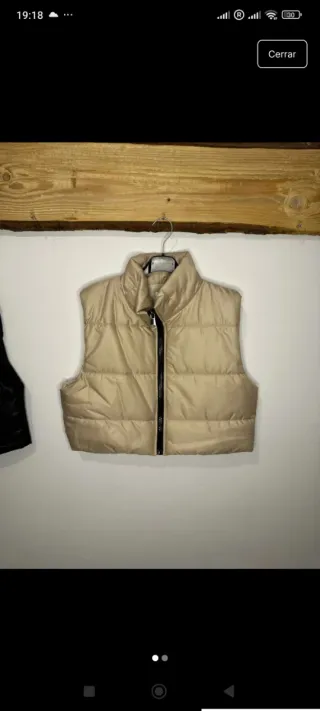 Chaleco acolchado mujer verde oliva y beige