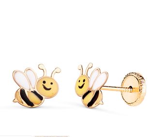 Pendientes Abejas Oro 18K Esmaltadas