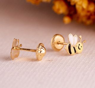 Pendientes Abejas Oro 18K Esmaltadas