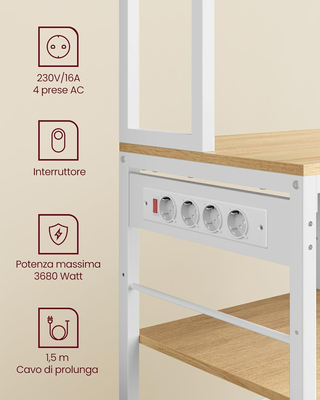 Scaffale Cucina con Multipresa, Mobile Cucina, 40