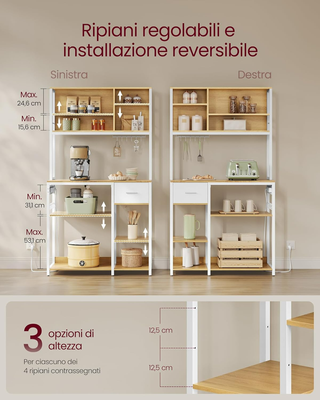 Scaffale Cucina con Multipresa, Mobile Cucina, 40