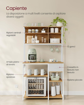 Scaffale Cucina con Multipresa, Mobile Cucina, 40