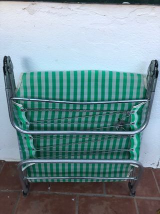 Tumbona plegable playa cuadros verde