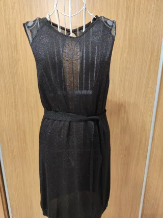 Vestido negro brillante talla única
