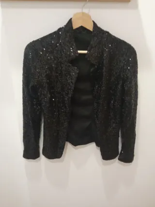 Chaqueta fiesta lentejuelas negra T40