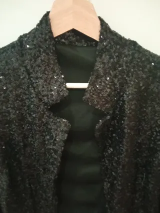 Chaqueta fiesta lentejuelas negra T40