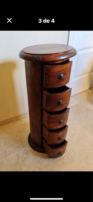 Mueble auxiliar redondo de madera