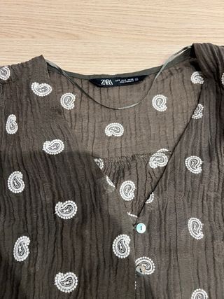Camisa Zara Estampada Marrón
