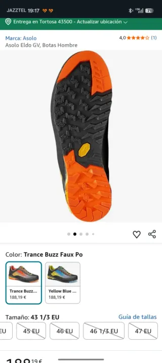 Zapatillas Asolo Naranja negro y Morado