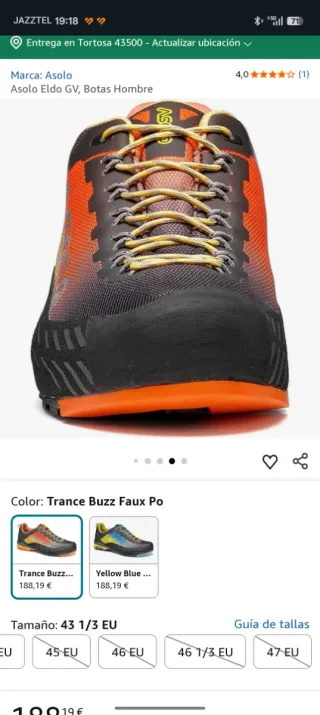 Zapatillas Asolo Naranja negro y Morado