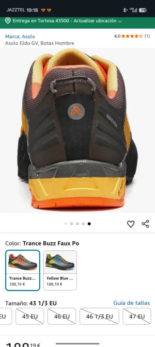 Zapatillas Asolo Naranja negro y Morado