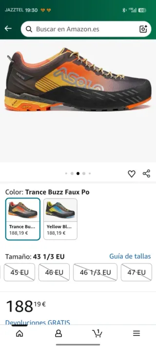 Zapatillas Asolo Naranja negro y Morado