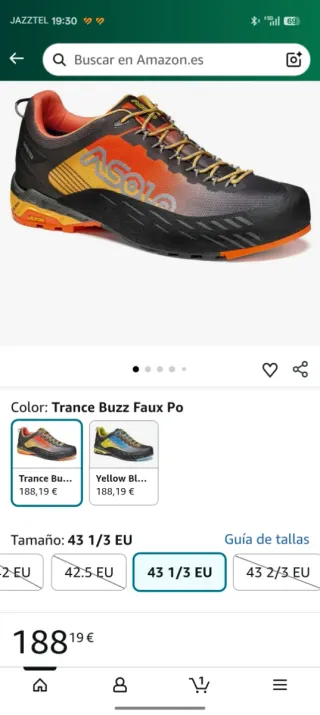 Zapatillas Asolo Naranja negro y Morado