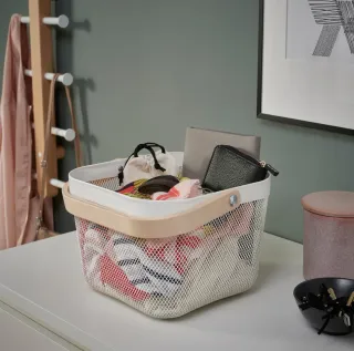 2 cestas metálicas RISATORP mango madera