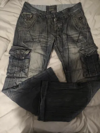 Pantalones cargo vaqueros hombre