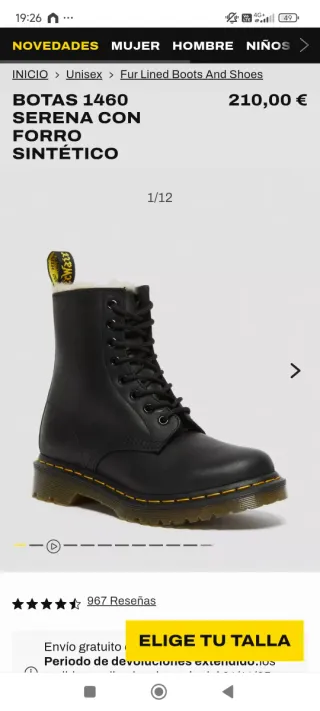 Botas Dr. Martens 1460 Serena Forro Sintético