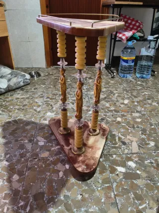 Mesa Esquinera Vintage Mármol y Madera