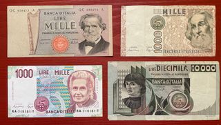 Italia 🇮🇹 lotto 4 banconote Verdi Polo Montessori