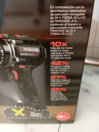 Taladro atornillador percutor Parkside completo