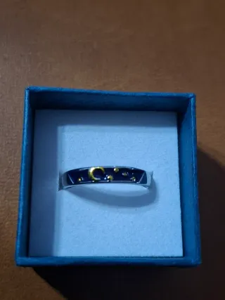 Anello acciaio smaltato luna