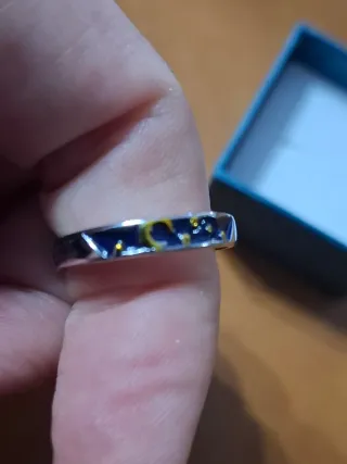 Anello acciaio smaltato luna