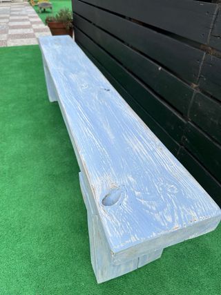 Banco de madera rústico azul vintage