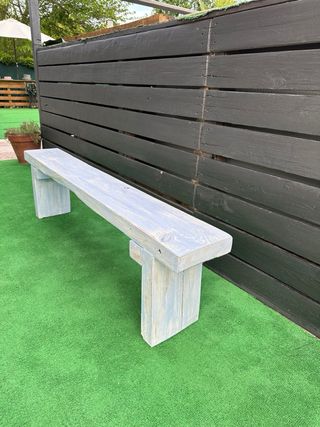 Banco de madera rústico azul vintage