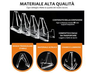 40 Supporti Acrilico Porta Carte Monete