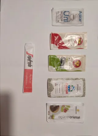 Lote de 6 sobres de azúcar variados de Brasil 🇧🇷