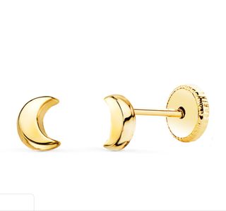 Pendientes Luna Oro 18K Rosca