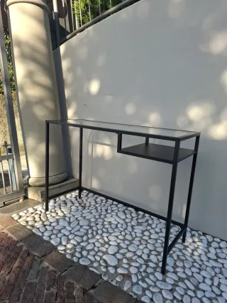 IKEA VITTSJÖ Console Nero Vetro Metallo