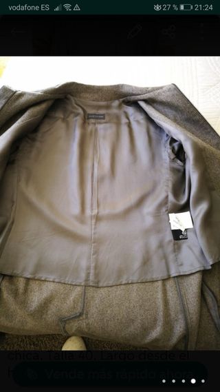 Abrigo Massimo Dutti. tipo guardapolvos.Largo 106c