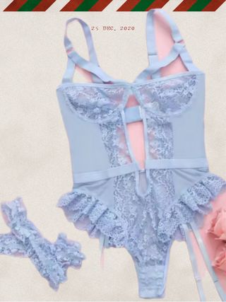 Conjunto lencería sexy azul y rosa