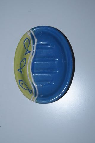 Conjunto Cerâmica Peixes Azul e Verde