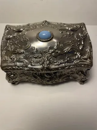 Scatola portagioie vintage musicale color argento