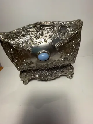 Scatola portagioie vintage musicale color argento