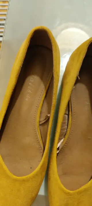 Zapatos de tacón mujer amarillo mostaza
