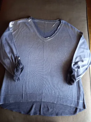 Jersey pico azul y plateado