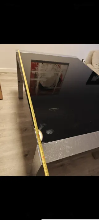 Mesa de centro cristal y metal extensible