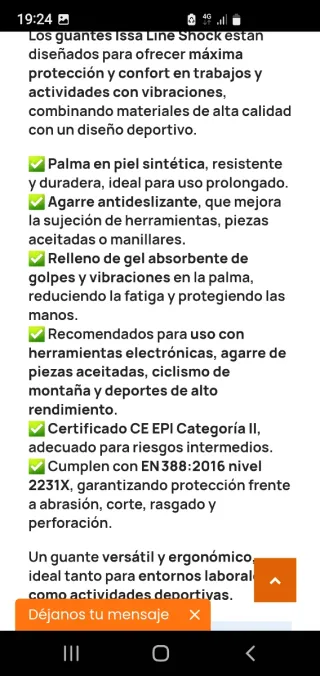 Guantes de Seguridad Talla XL Sin Estrenar