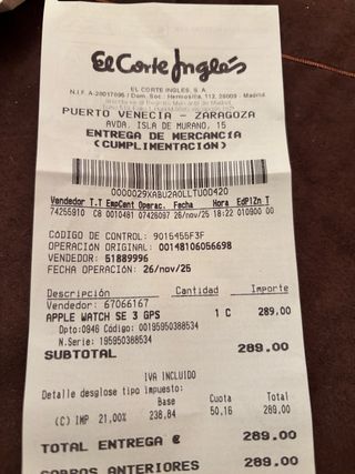 Apple Watch SE 3 44mm Negro/Gris