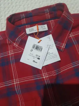 Camisa cuadros roja El Corte Inglés 13-14 años