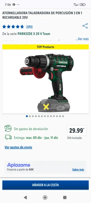 Taladro percutor Parkside 20V 3en1 – Como nuevo