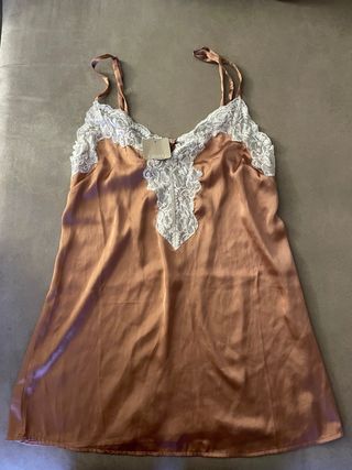 Camisón lencero salmón con encaje