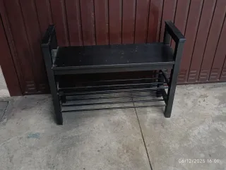 Scarpiera in legno e metallo cappelliera