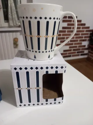 Tazza da tè Natale porcellana bianca oro