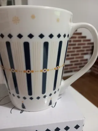 Tazza da tè Natale porcellana bianca oro